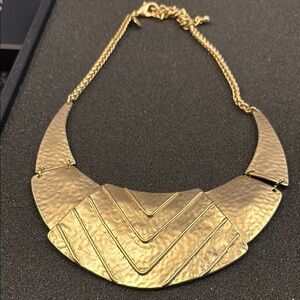 Chico's Gold Crescent Necklace with Textured Metal